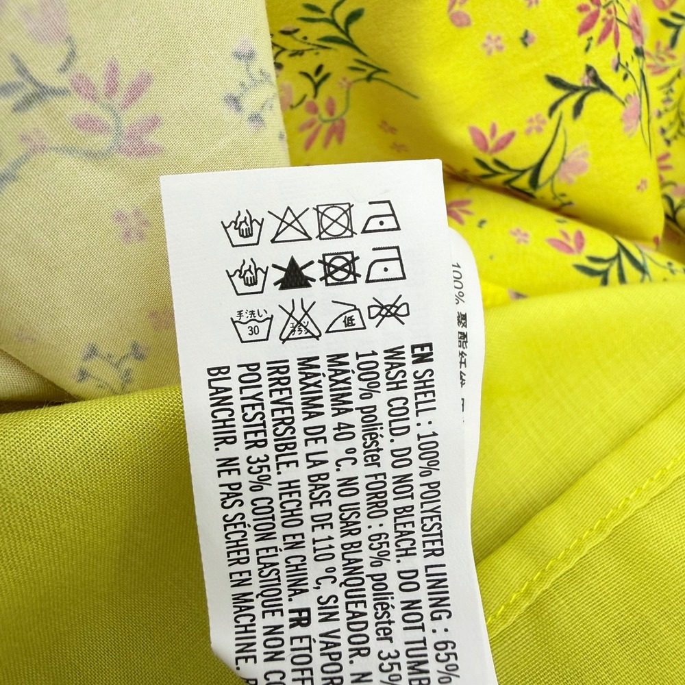 English Factory Floral Mini Dress Yellow Smocked Ruffle Sleeve Tiered M Babydoll - Picture 6 of 10